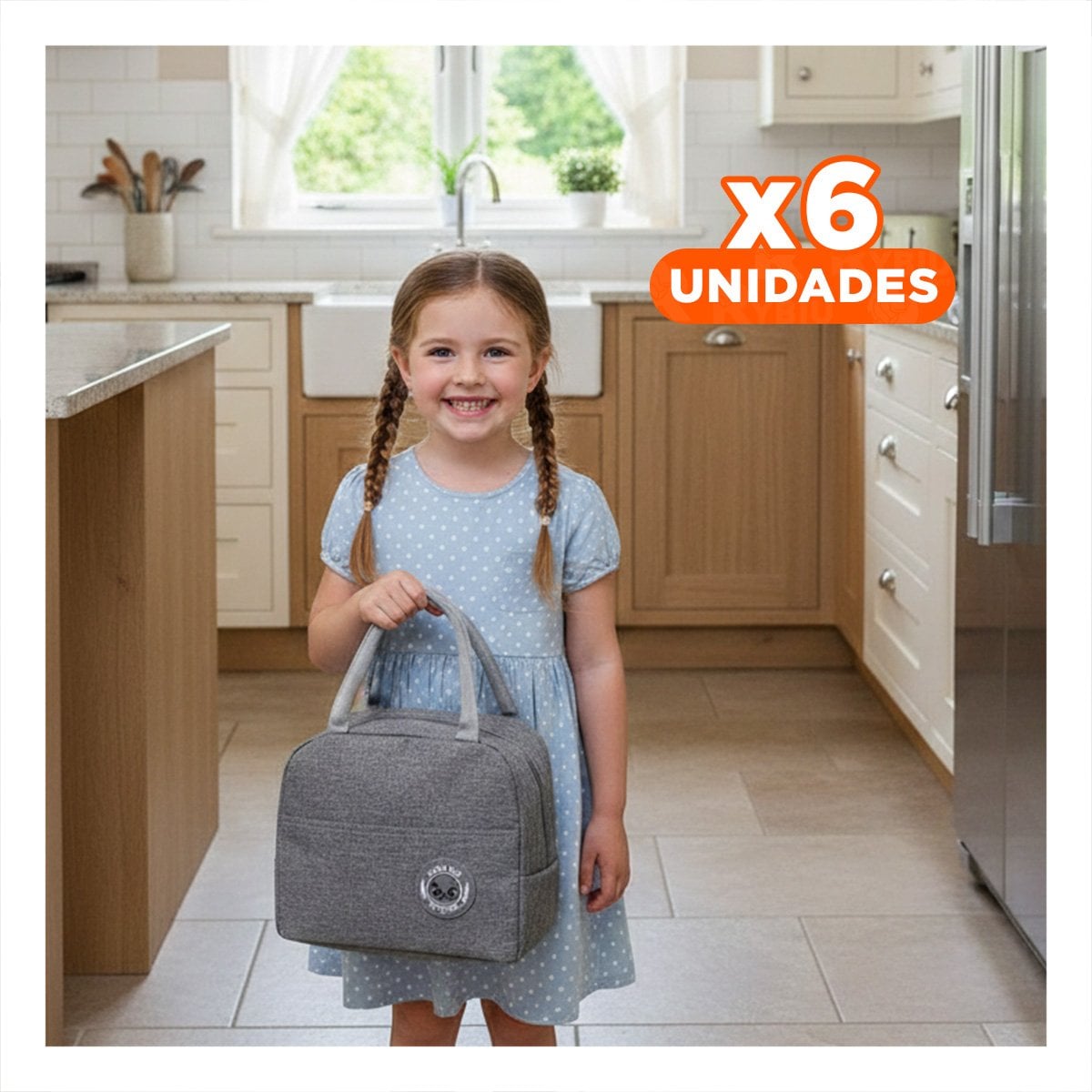 PACK6 LUNCH BOX Y BOLSILLO EXTERIOR RESISTENTE Y PRACTICA PLOMO Y+REGALO STICKER - 1