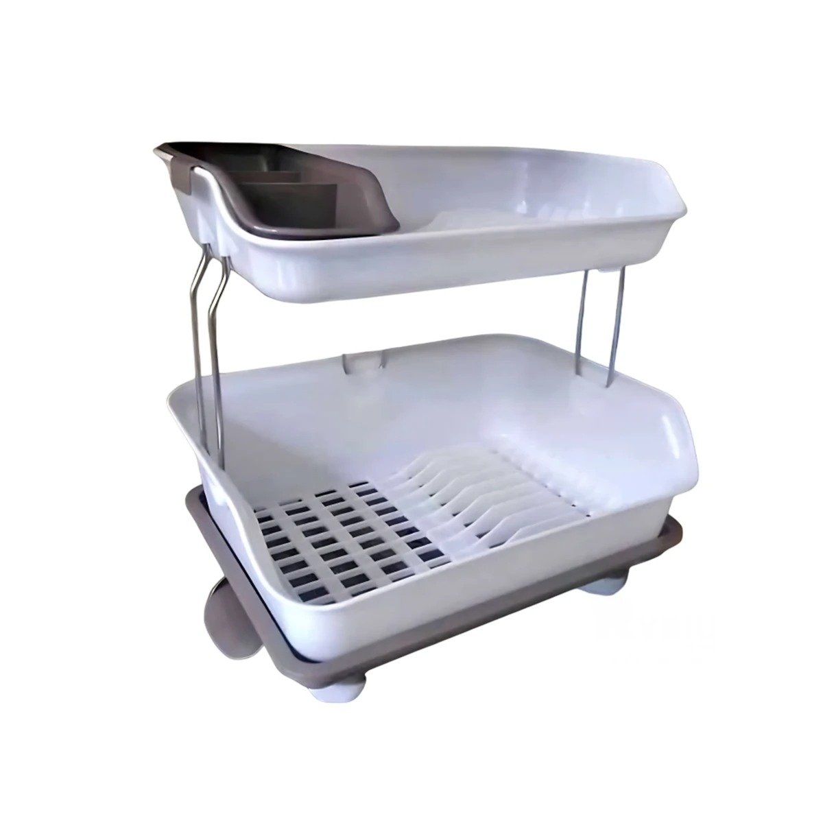 PACK2 SOPORTE PARA UTENSILIOS 2 NIVELES PLASTICO DURADERO Y PRACTICO MARRON Y+REGALO STICKER - 2