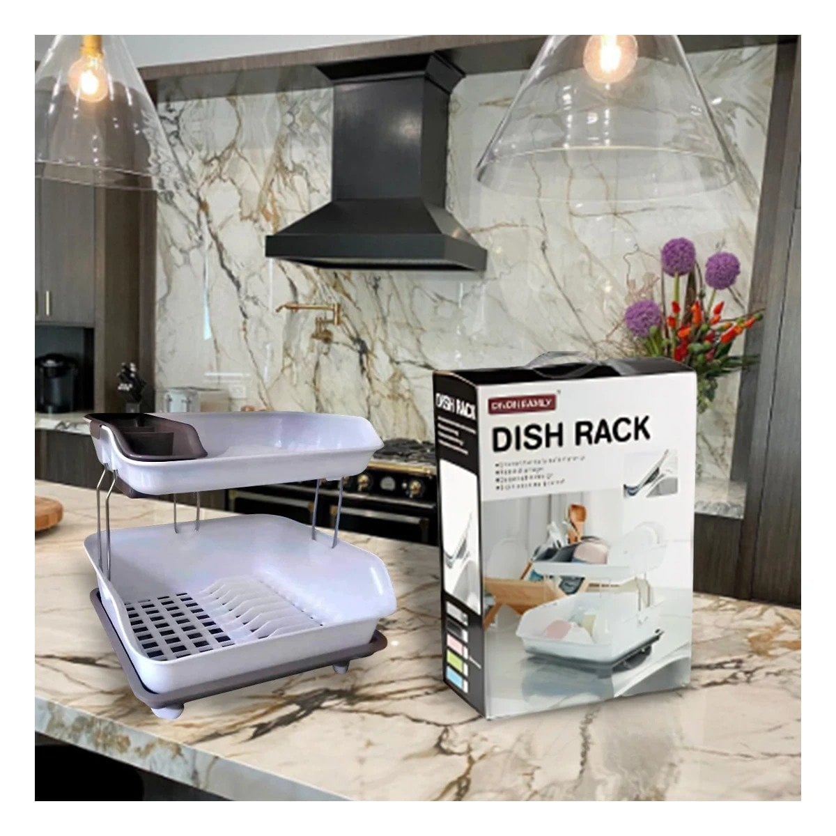 PACK2 SOPORTE PARA UTENSILIOS 2 NIVELES PLASTICO DURADERO Y PRACTICO MARRON Y+REGALO STICKER - 5