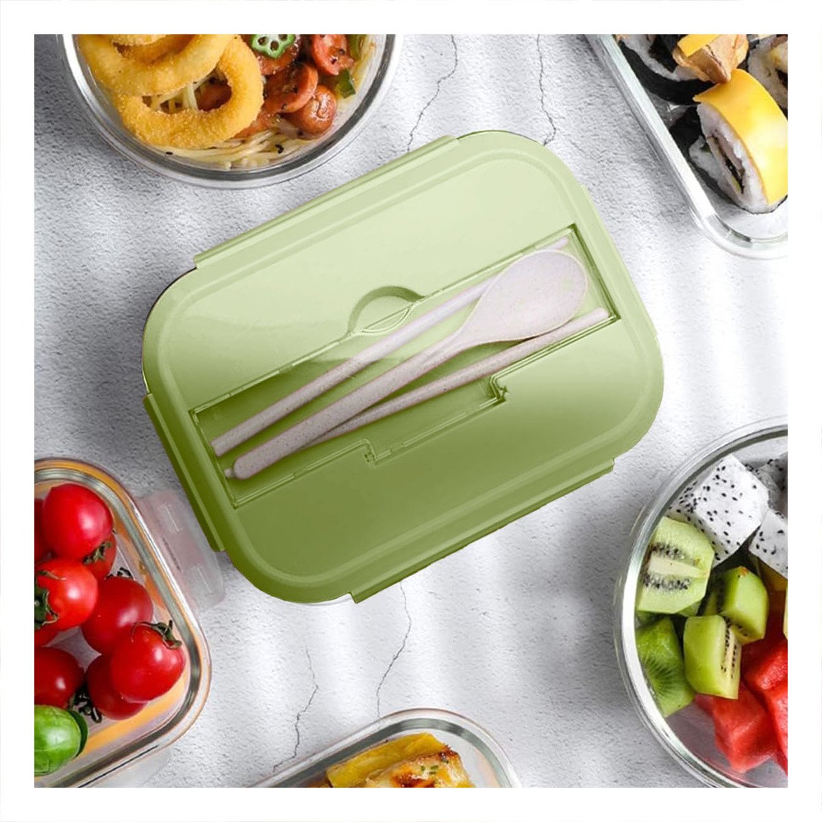 ENVASE REUTILIZABLE DE VIDRIO CON CUBIERTOS TAPA VERDE Y+REGALO STICKER - 5