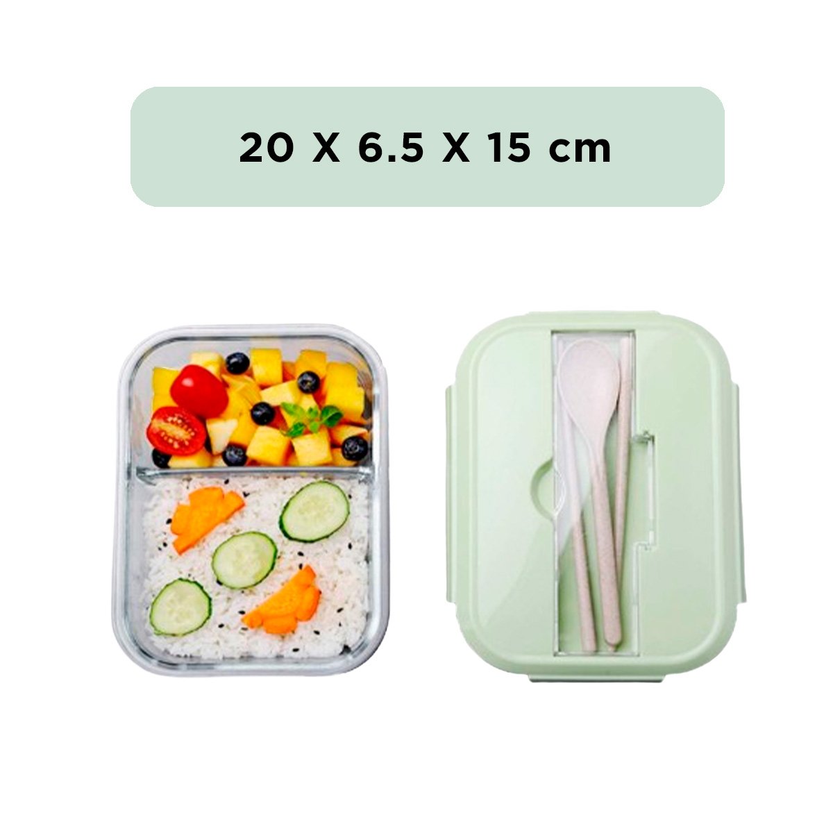 PACK12 ALMACENADOR CON CUBIERTOS Y COMPARTIMENTOS INTEGRADOS VERDE Y+REGALO STICKER - 4