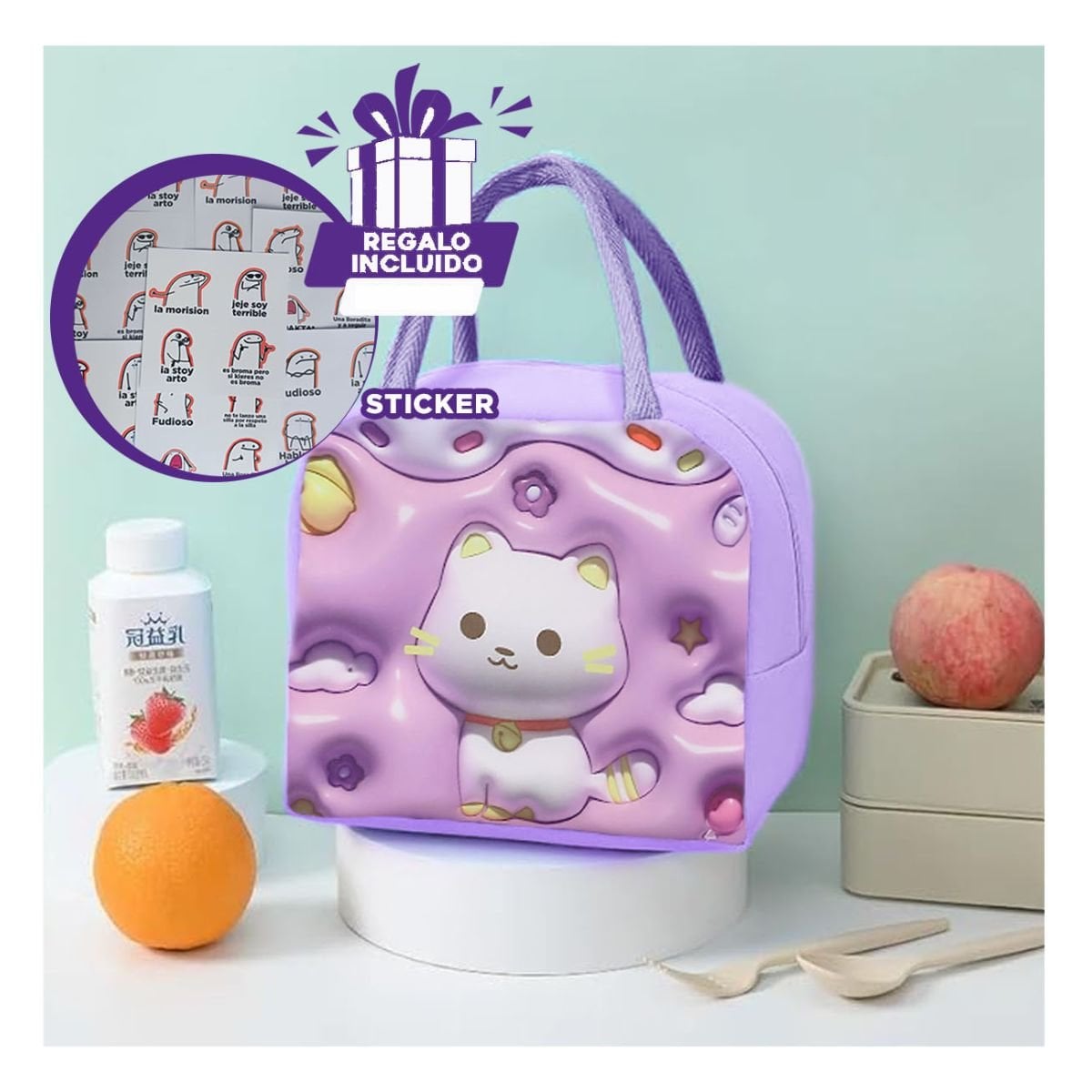 FIAMBRERA COMODA PARA LLEVAR A TODO LUGAR LILA Y+REGALO STICKER - 1