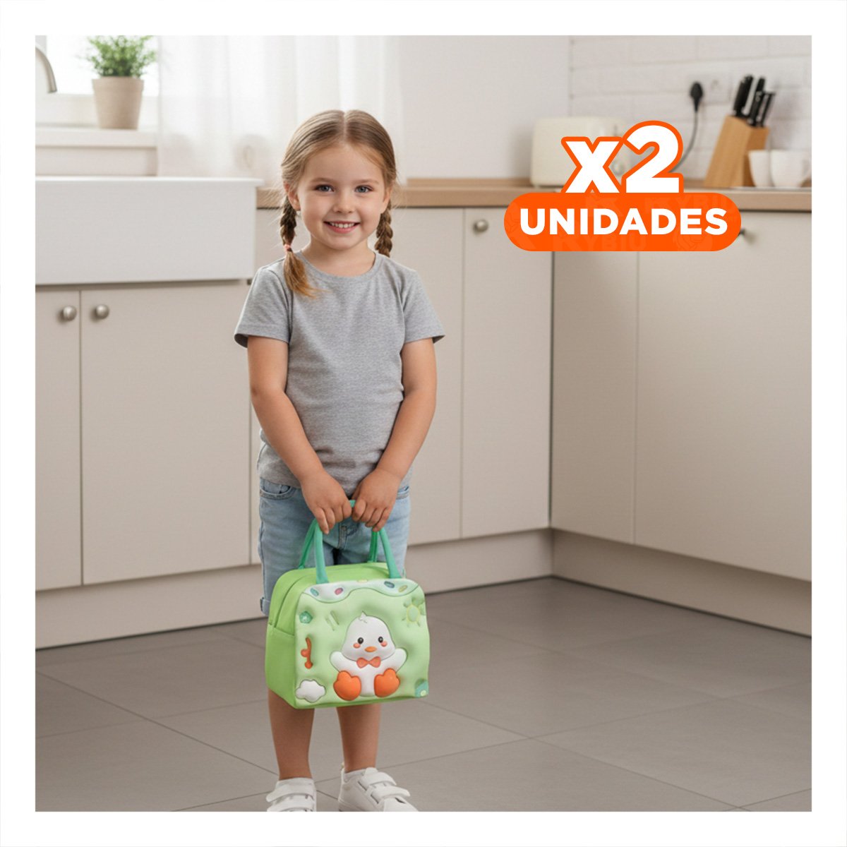 PACK2 RECIPIENTE TERMICO PRACTICO PARA LLEVAR SNACKS CASEROS VERDE Y+REGALO STICKER - 1