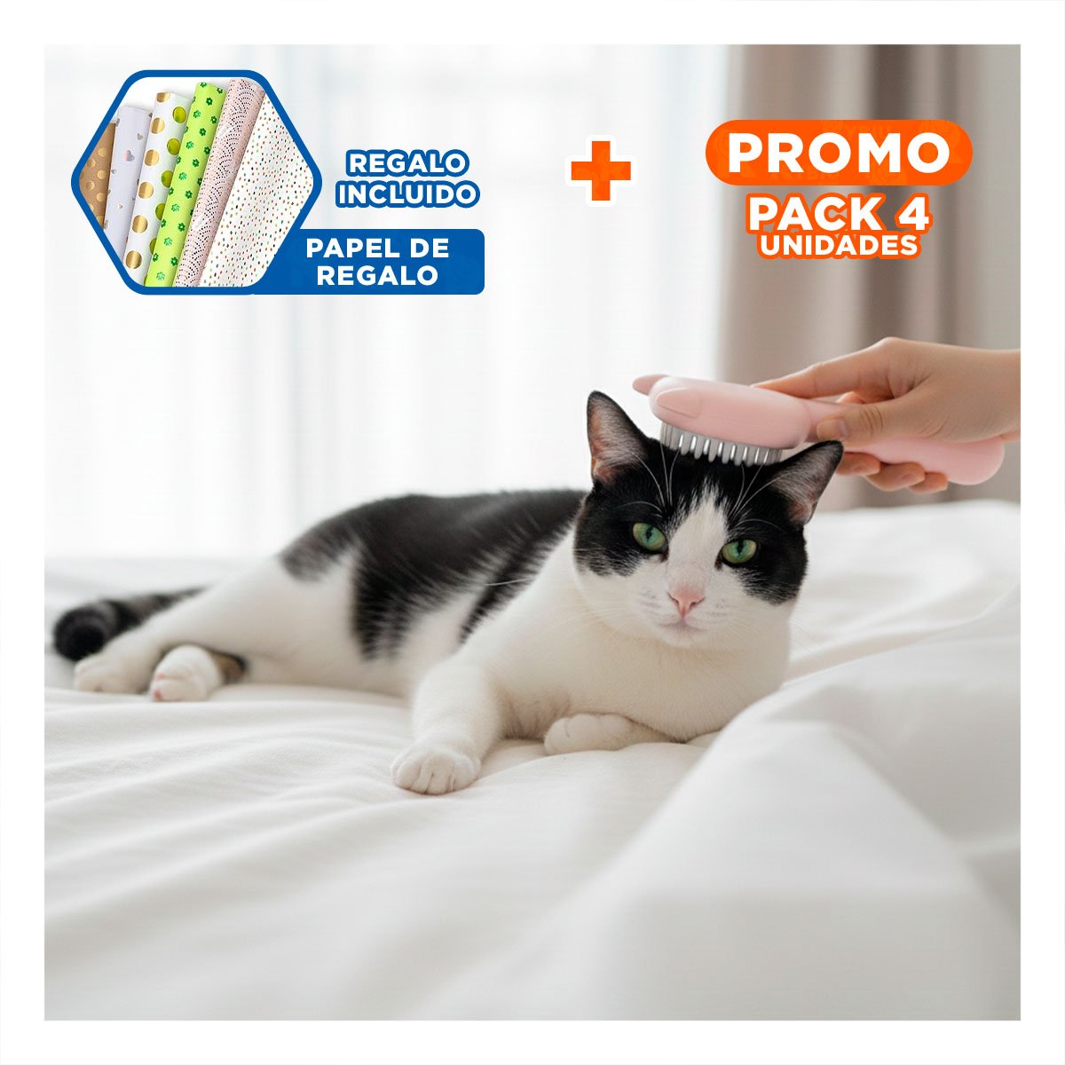 PACK4 EQUIPO DE GROOMING PARA MASCOTAS CON VAPOR Y MANGO LARGO COMODO Y+PAPEL REGALO - 1