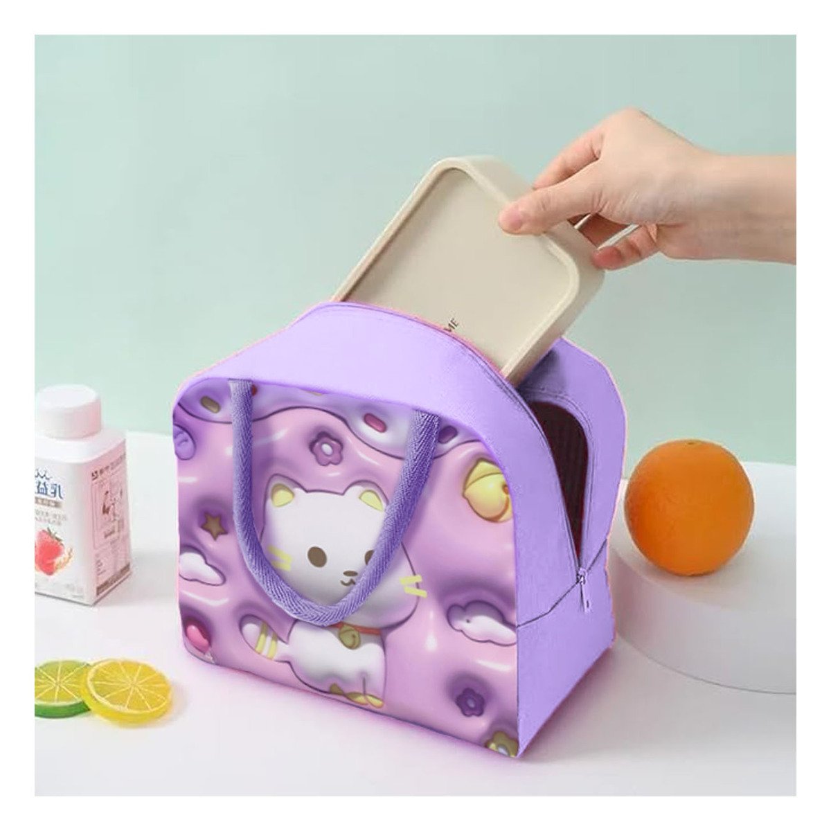 PACK12 BOLSA DE ALMUERZO PARA DIAS EN MOVIMIENTO LILA Y+PAPEL REGALO - 5