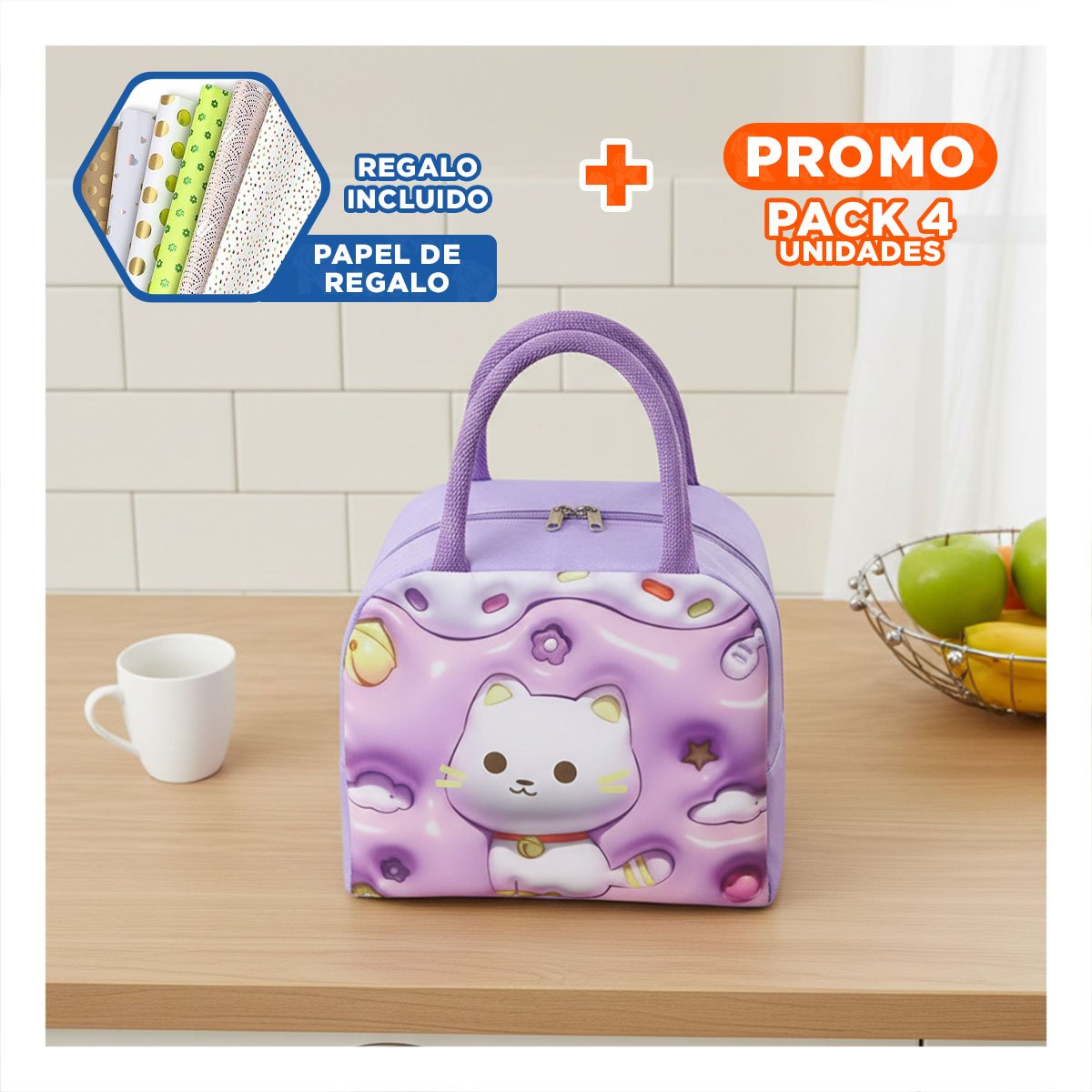 PACK4 PORTA ALIMENTOS CON CARACTER PROPIO Y MODERNO LILA Y+PAPEL REGALO - 1