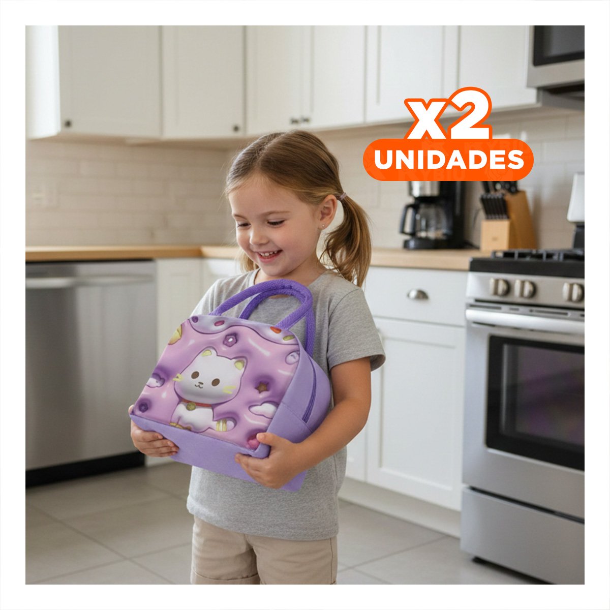 PACK2 PORTA ALIMENTOS DISENO ACTUAL Y MUY LLAMATIVO LILA Y+REGALO STICKER - 1