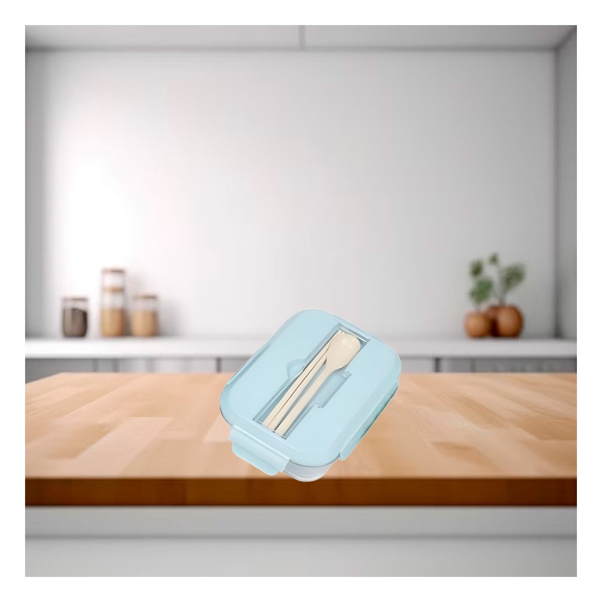 ENVASE PORTATIL CON CUBIERTOS PARA TRANSPORTE DIARIO CELESTE Y+PAPEL REGALO - 3