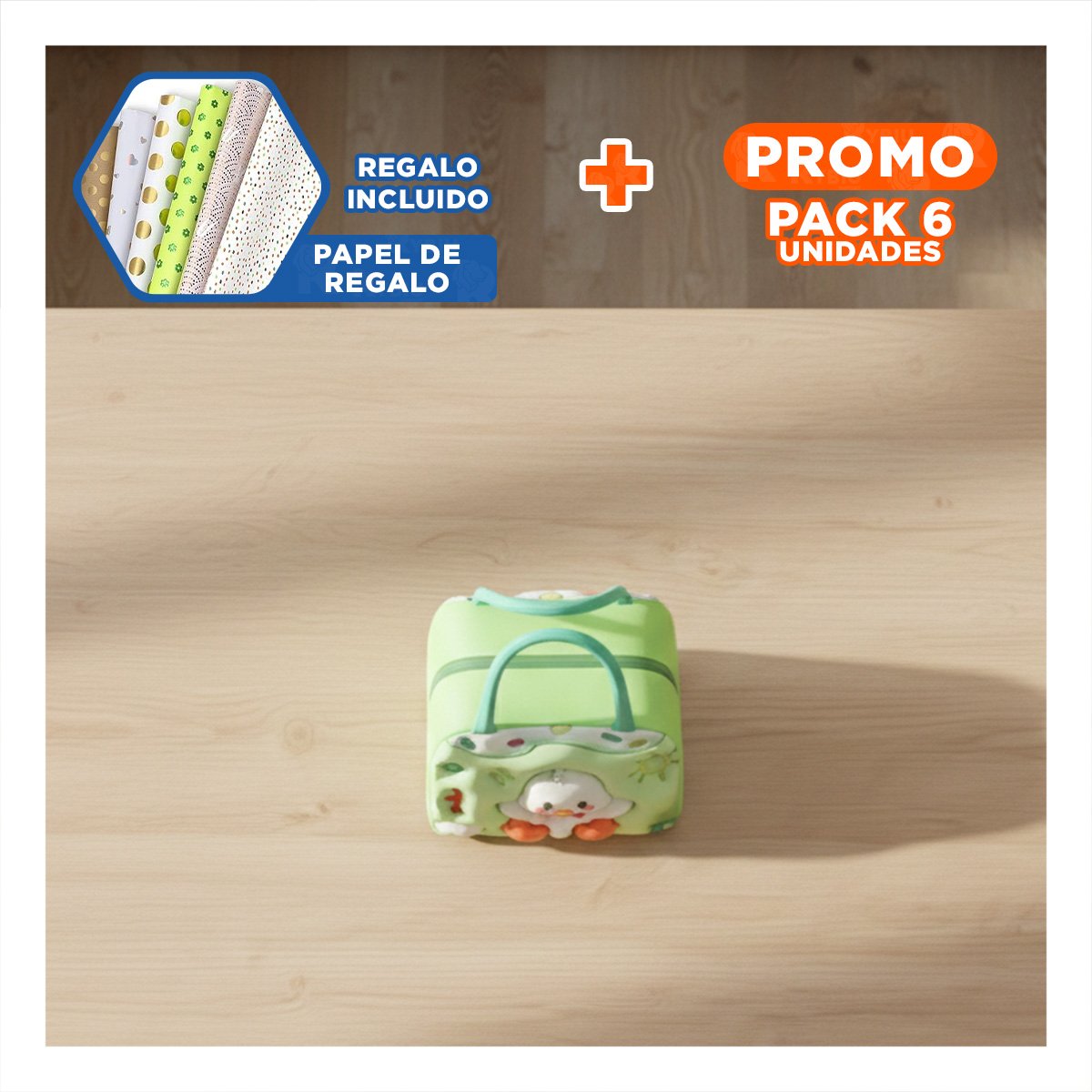 PACK6 FIAMBRERA TERMICA PORTATIL PARA REFRIGERIO ESCOLAR VERDE Y+PAPEL REGALO - 1