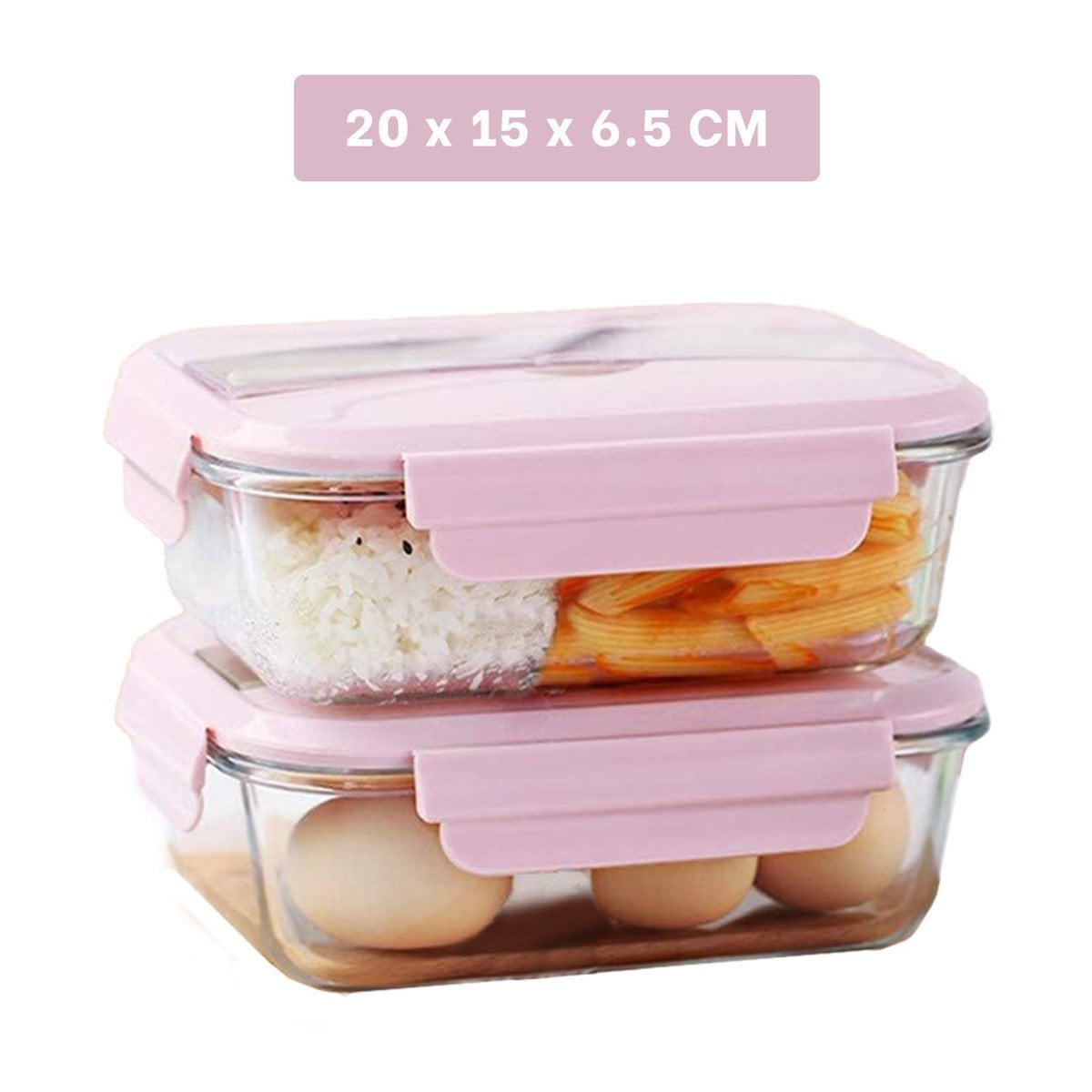 ENVASE DE VIDRIO CON CUBIERTOS PARA COMIDAS CASERAS ROSADO - 4