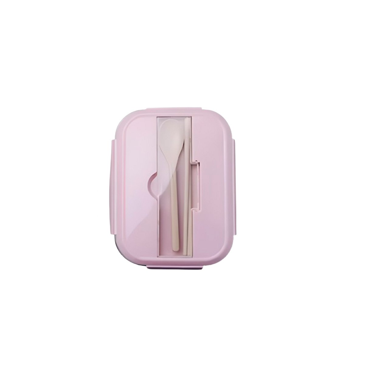 PACK4 ENVASE COMPACTO DE VIDRIO CON 2 DIVISIONES, CUBIERTOS Y TAPA ROSADO Y+PAPEL REGALO - 3