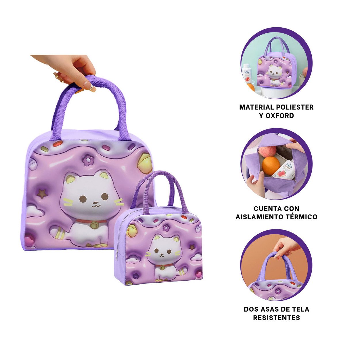FIAMBRERA KAWAII GATO PARA RUTINAS EXIGENTES LILA - 3