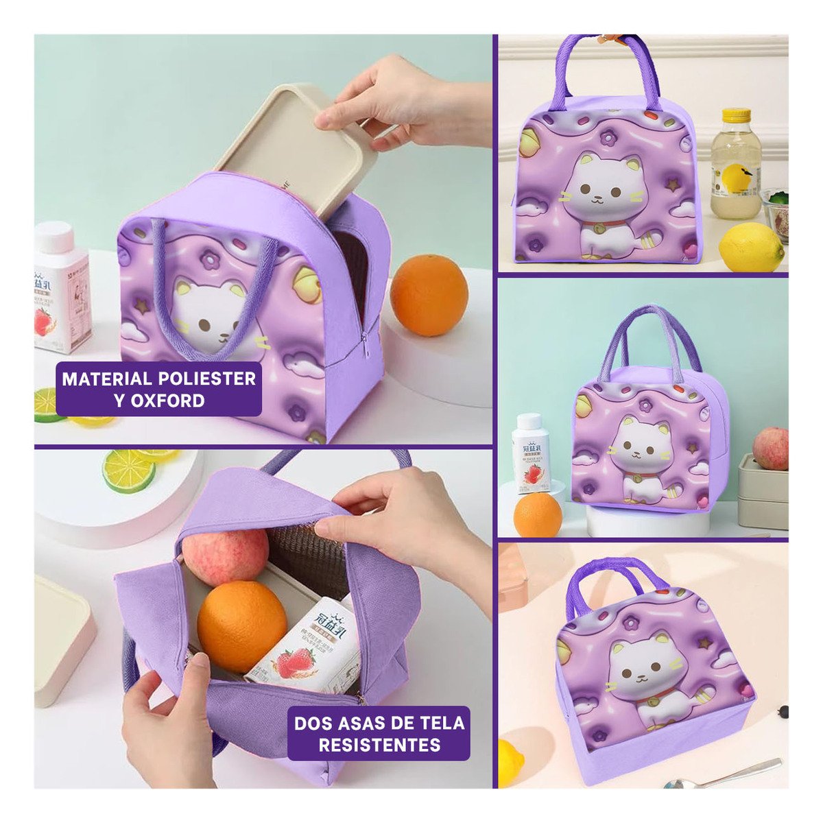 FIAMBRERA KAWAII GATO PARA RUTINAS EXIGENTES LILA - 5
