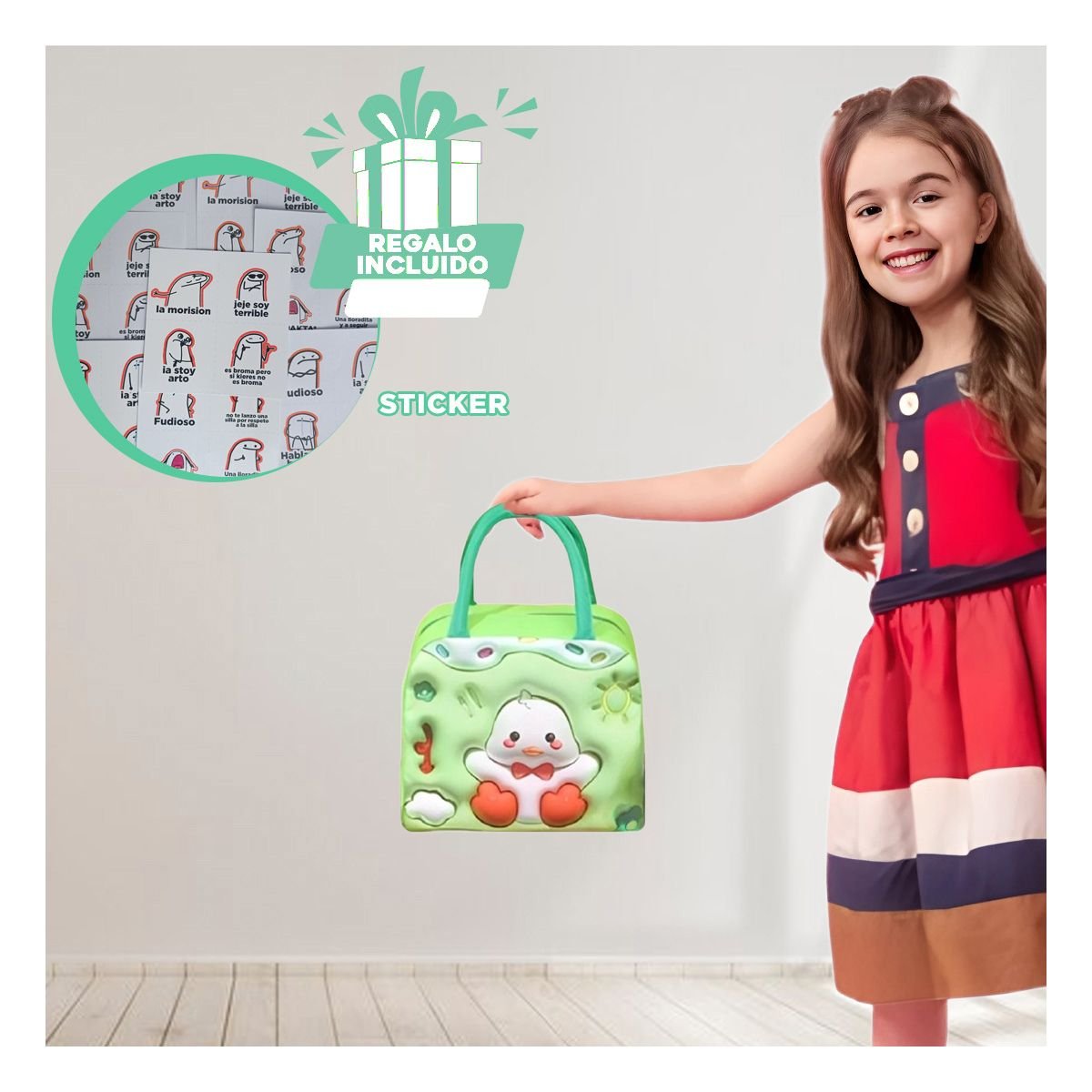 PORTA ALIMENTOS TERMICO PARA ALMUERZO DIARIO ESCOLAR VERDE Y+REGALO STICKER - 1