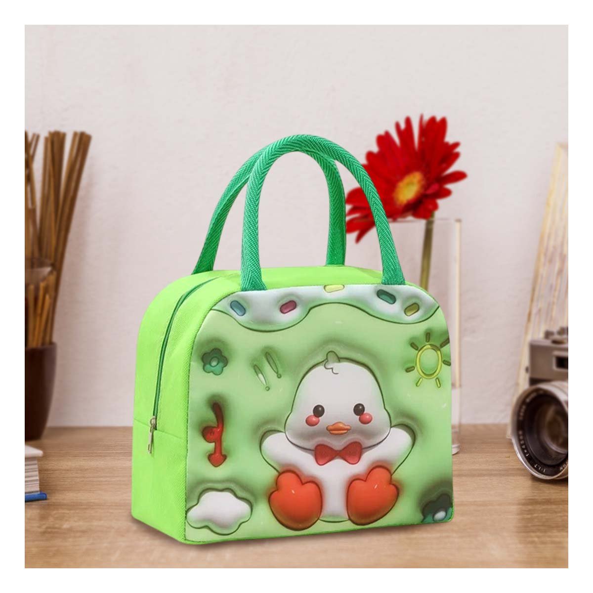 PORTA ALIMENTOS TERMICO CON IMAGEN KAWAII INFANTIL VERDE Y+LIGAS REGALO - 1