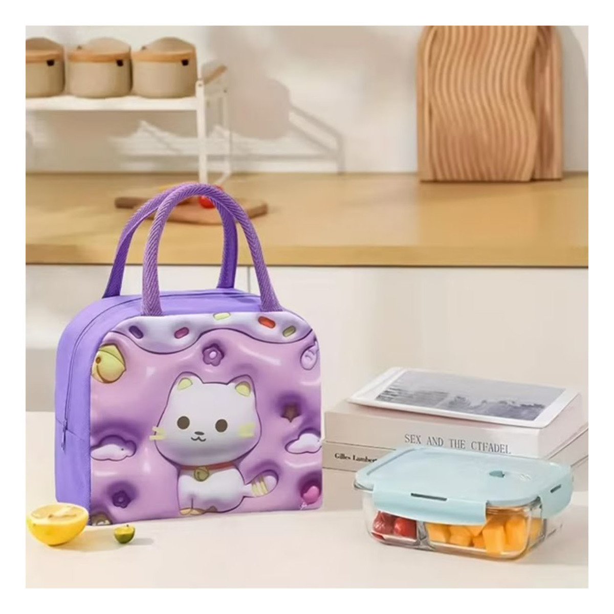 FIAMBRERA DE COMIDAS QUE COMBINA ESTILO LILA Y+PAPEL REGALO - 5