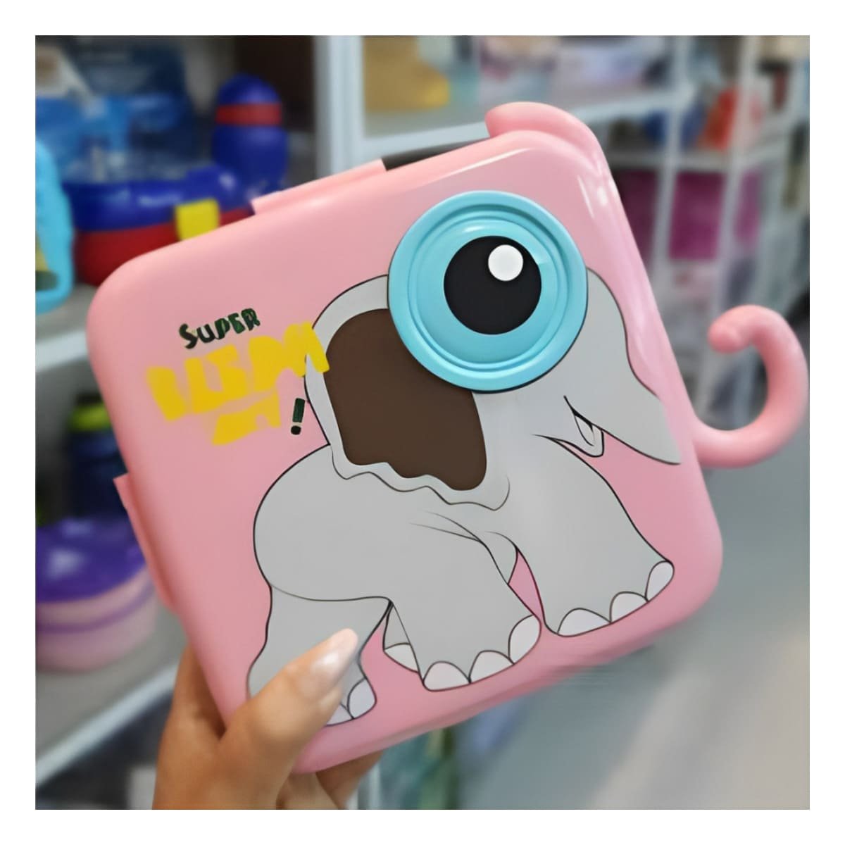 PACK6 ALMACENADOR CUADRADO ELEFANTE PARA PICNIC INFANTIL ROSADO 1600ML Y+REGALO STICKER - 5