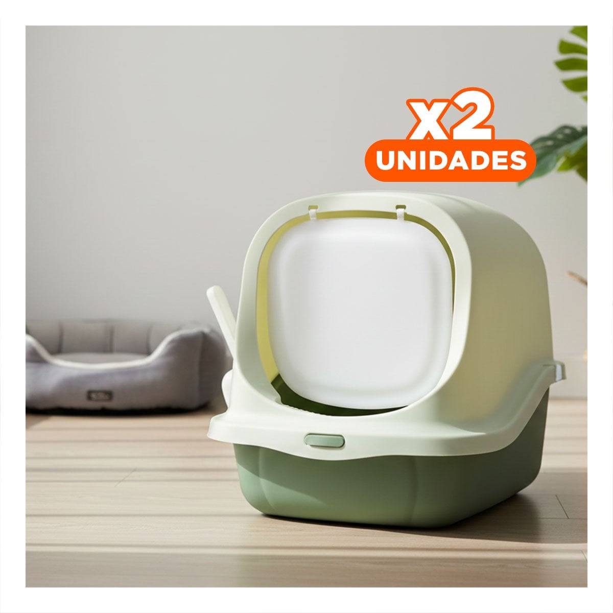 PACK2 ESPACIO CUBIERTO CON PALA PARA GATO VERDE USO DIARIO EN CASA Y+REGALO STICKER - 1