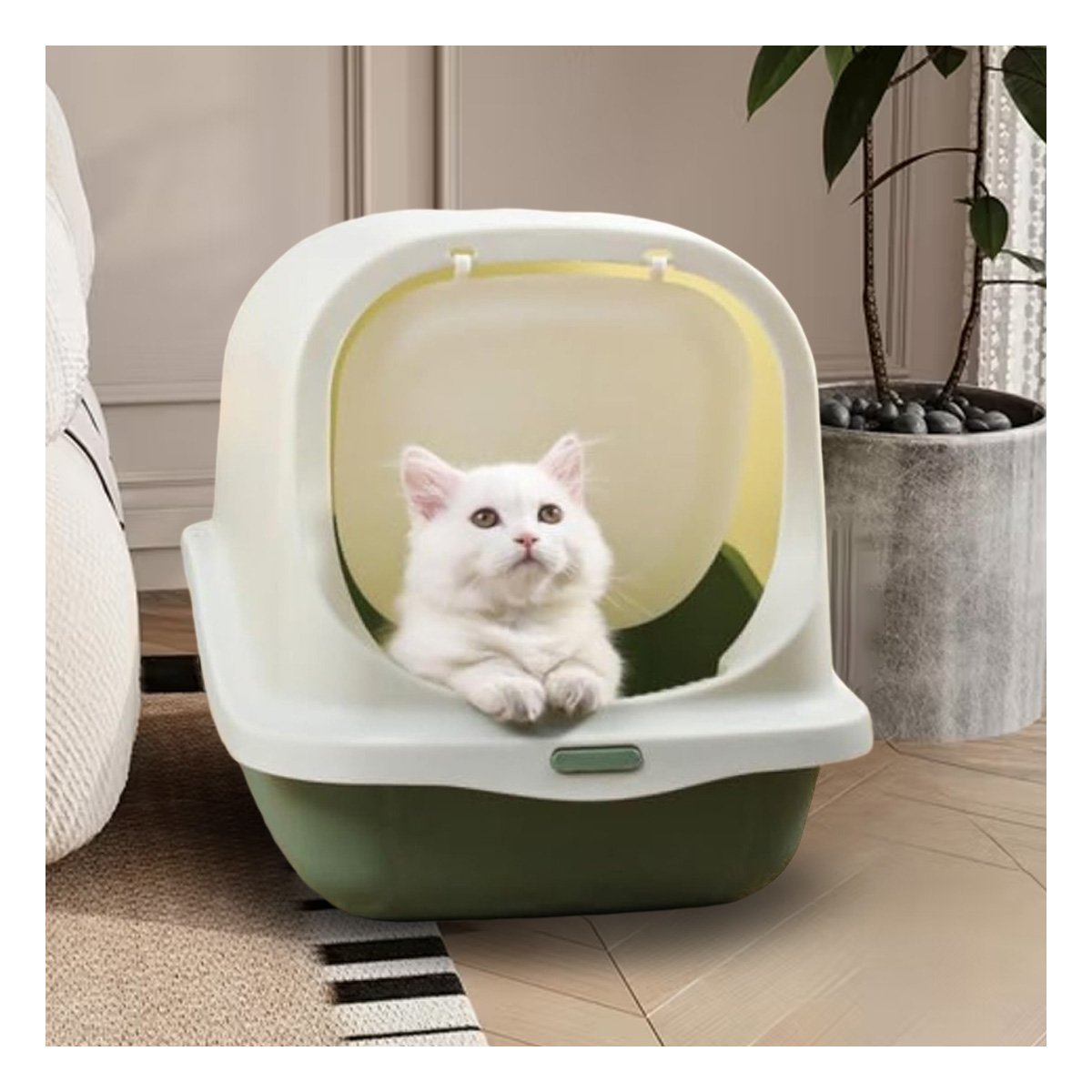 PACK2 ESPACIO CUBIERTO CON PALA PARA GATO VERDE USO DIARIO EN CASA Y+REGALO STICKER - 5