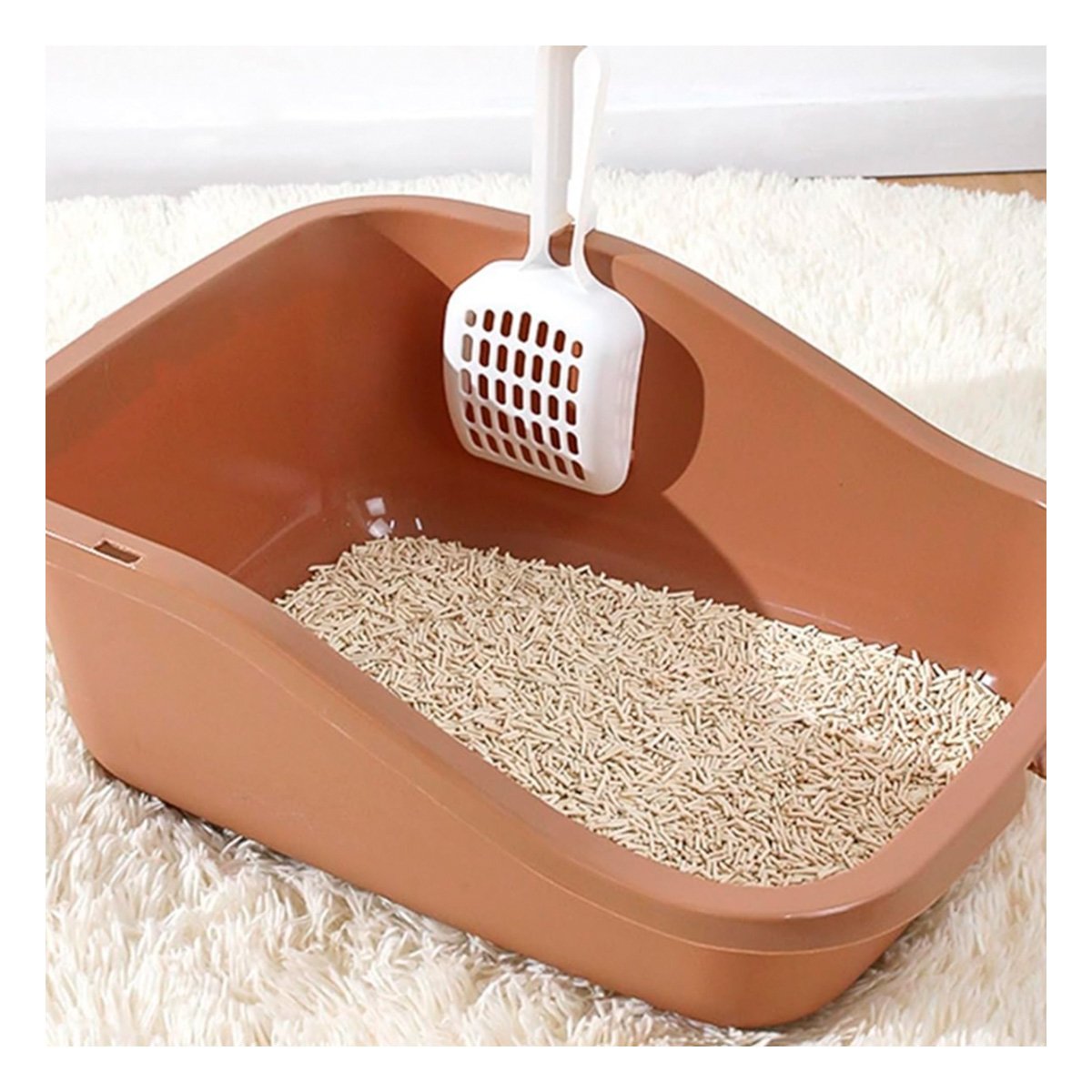 CONTENEDOR HIGIENICO CERRADO CON PALA PARA GATO MARRON PARA HOGAR ORDENADO - 1