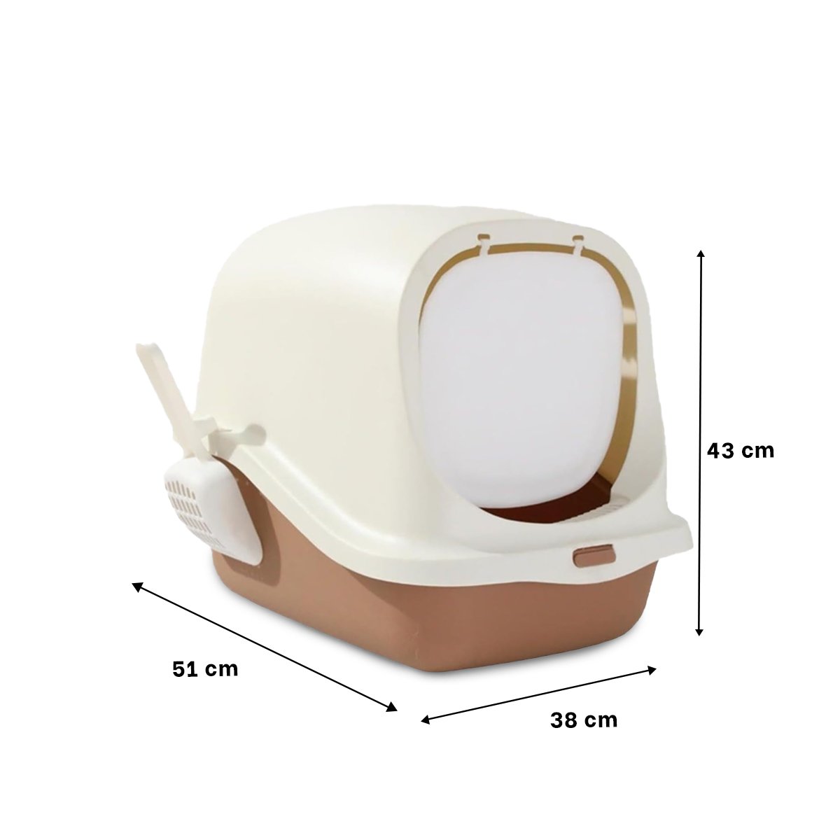 CONTENEDOR HIGIENICO CERRADO CON PALA PARA GATO MARRON PARA HOGAR ORDENADO - 4