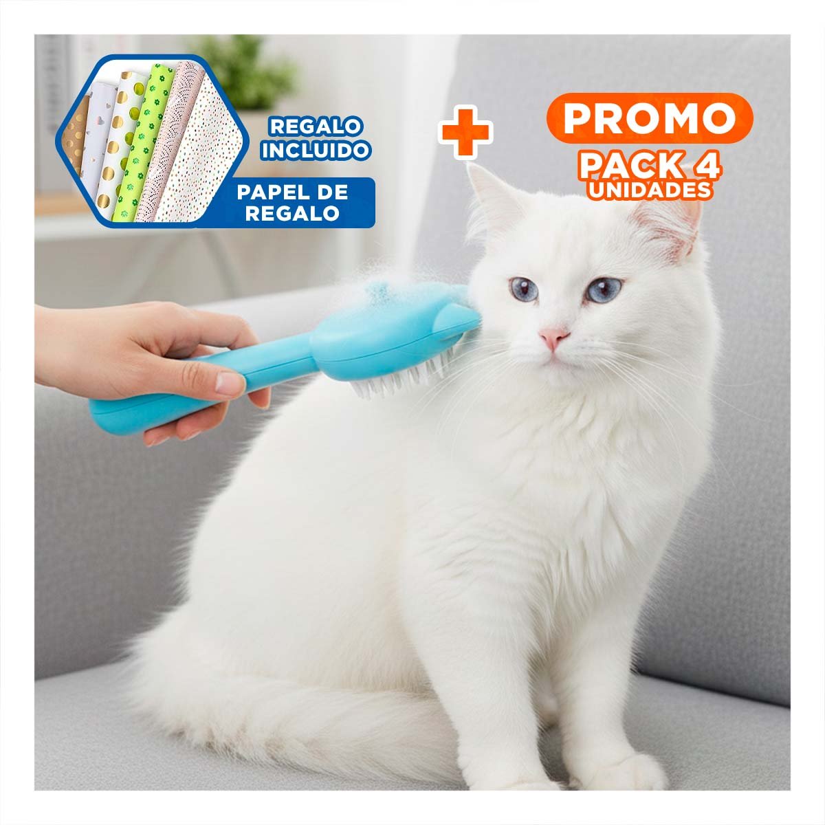 PACK4 ARTICULO CELESTE DE ASEO CANINO Y FELINO CON FUNCION A VAPOR Y+PAPEL REGALO - 1