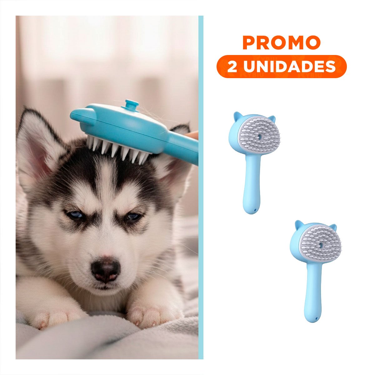 PACK2 ACCESORIO CELESTE DE PEINADO PARA MASCOTAS CON MANGO LARGO - 1
