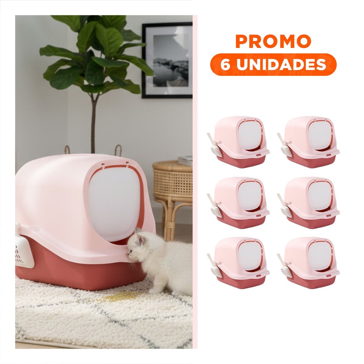 PACK6 SISTEMA CUBIERTO CON PALA PARA GATO ROSADO PARA HOGAR - 1