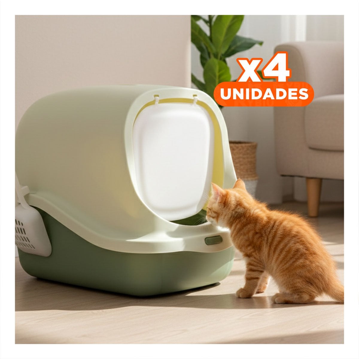 PACK4 MODULO CUBIERTO CON PALA PARA GATO VERDE PARA INTERIOR - 1