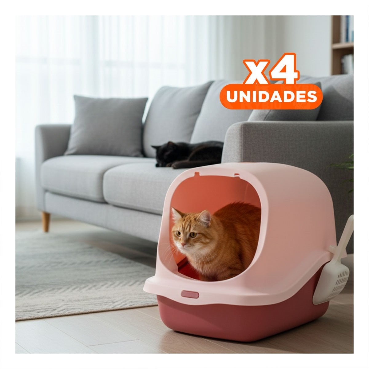 PACK4 MODULO CUBIERTO CON PALA PARA GATO ROSADO PARA INTERIOR - 1