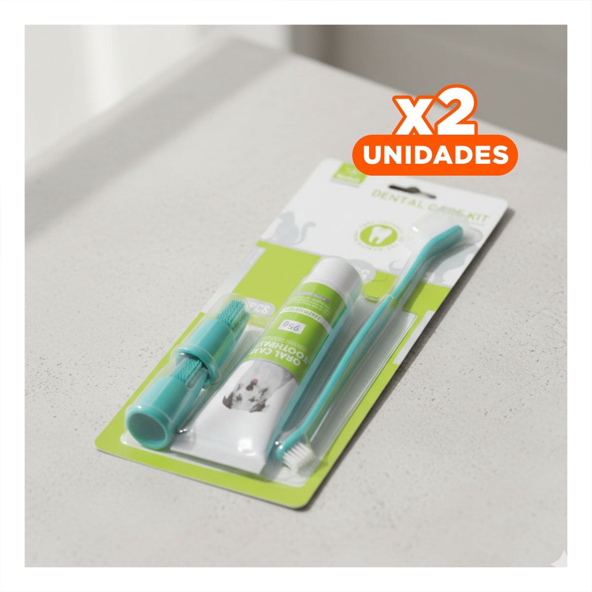 PACK2 ESTUCHE HIGIENE DENTAL VERDE AGUA PORTATIL CON ACCESORIOS PERSONALES Y+REGALO STICKER - 1