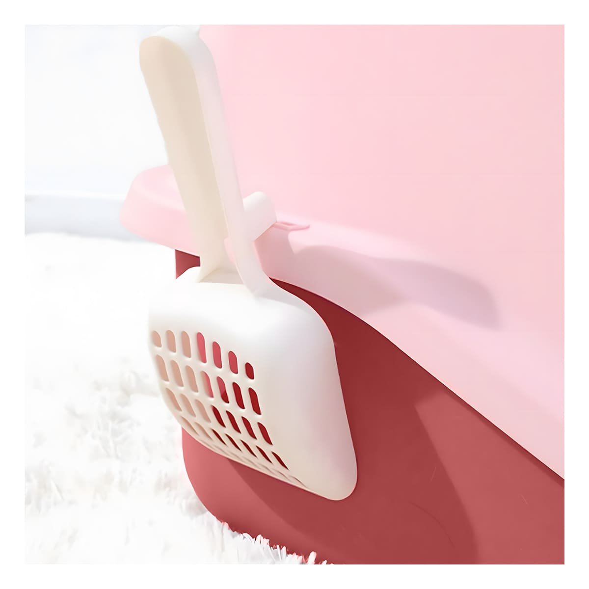 CONTENEDOR HIGIENICO CERRADO CON PALA PARA GATO ROSADO HOGAR ORDENADO - 2