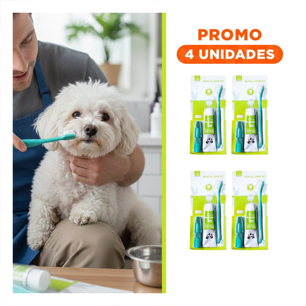 PACK4 CONJUNTO CUIDADO DENTAL VERDE AGUA MODERNO CON ACCESORIOS PRACTICOS Y+REGALO STICKER - 1