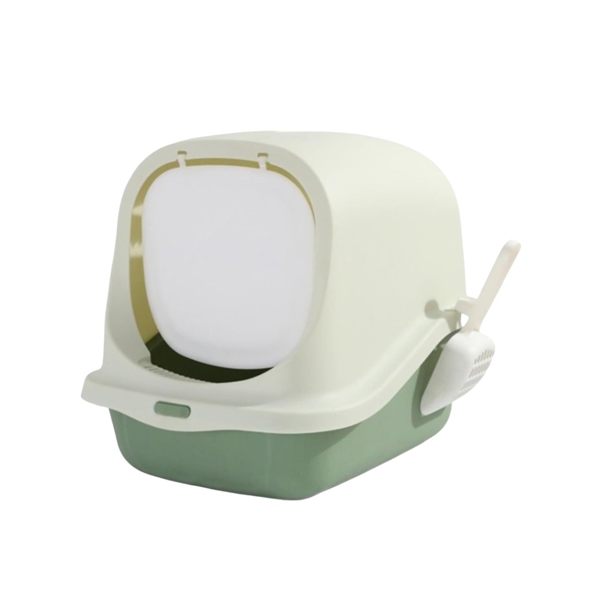 ESPACIO DE ARENA CERRADO CON PALA PARA GATO VERDE EN CASA COMODO Y+REGALO STICKER - 3