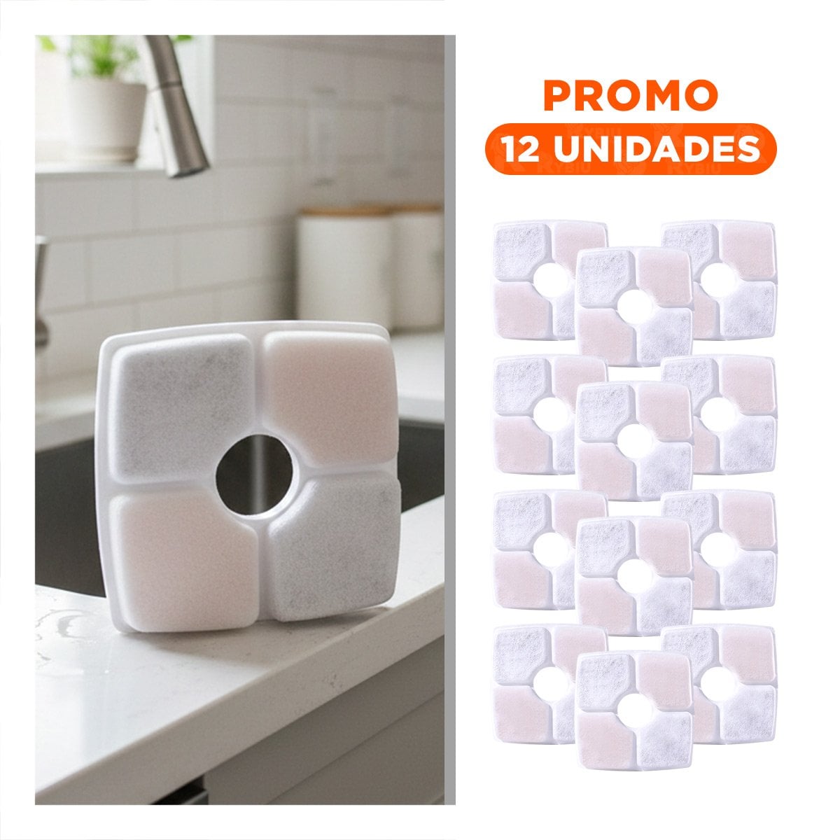 PACK12 ACCESORIO DE REEMPLAZO PARA FUENTE BLANCO CUADRADO BORDES CURVOS Y+REGALO STICKER - 1