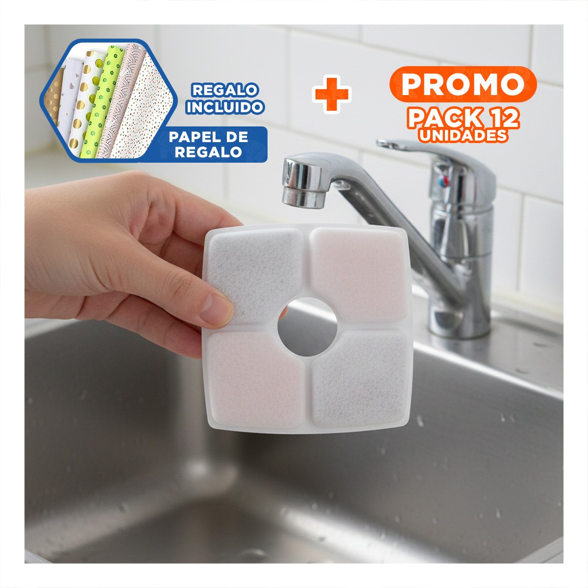 PACK12 KIT DE PURIFICACION PARA FUENTE DE AGUA BLANCO CUADRADO BORDES CURVOS Y+PAPEL REGALO - 1