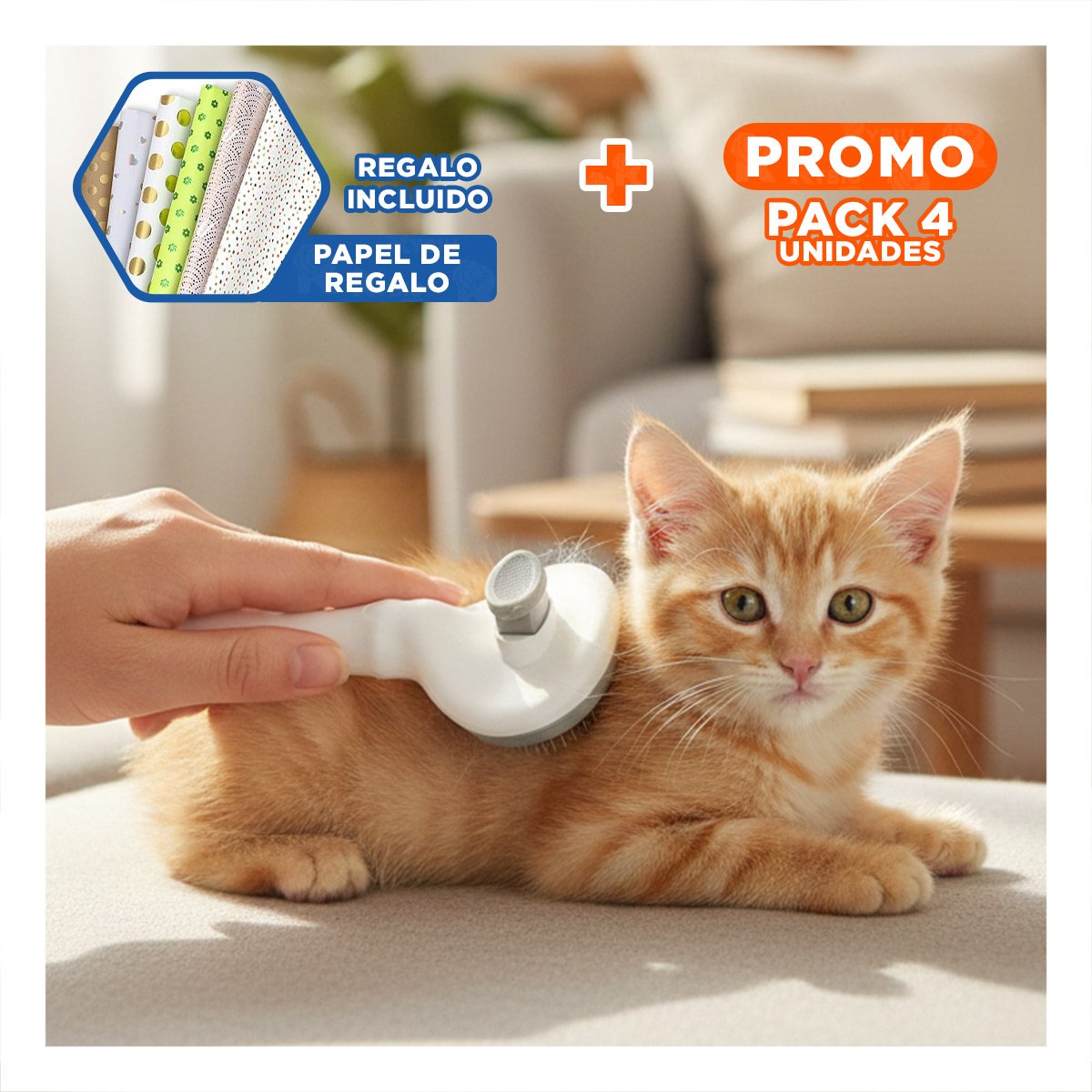 PACK4 ACCESORIO MANUAL PLOMO Y BLANCO PARA TAPIZ ROPA Y MASCOTAS Y+PAPEL REGALO - 1