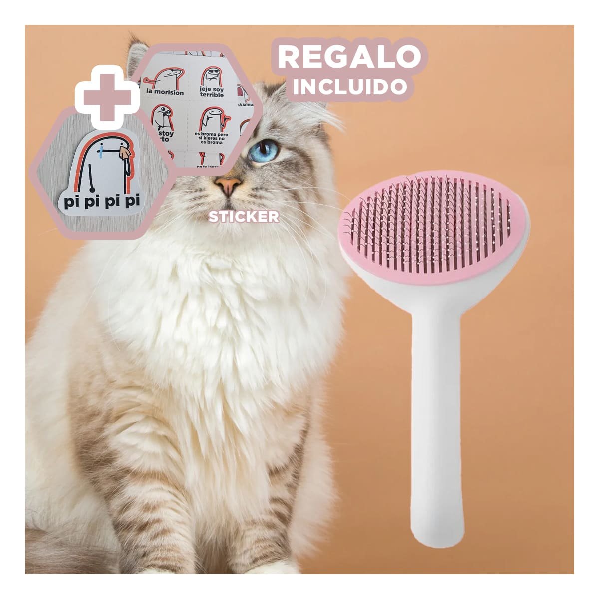 UTENSILIO PARA RETIRAR PELUSA ROSADO Y BLANCO EN PRENDAS SOFA Y ALFOMBRA Y+REGALO STICKER - 1