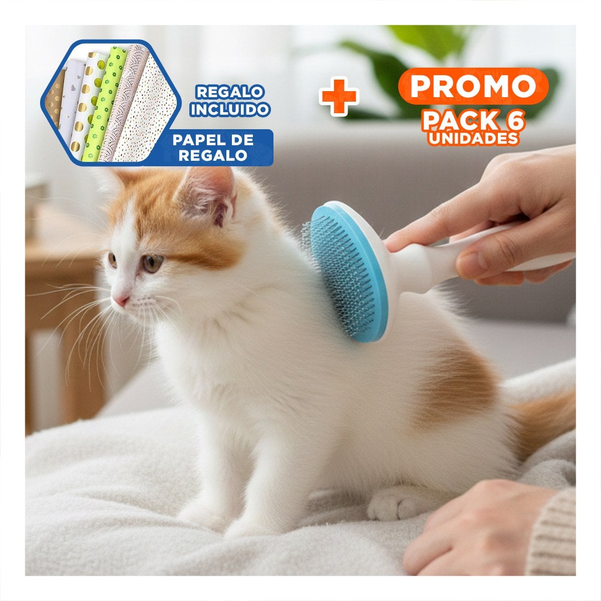 PACK6 DISPOSITIVO MANUAL CELESTE Y BLANCO PARA PELUSA EN ROPA Y SOFA Y+PAPEL REGALO - 1