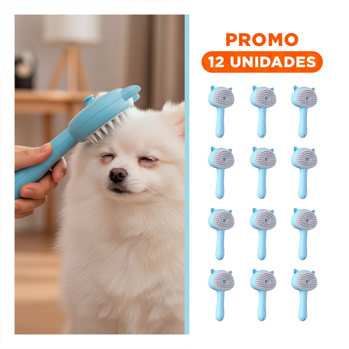 PACK12 EQUIPO CELESTE DE CEPILLADO PARA PERROS Y GATOS CON VAPOR Y+REGALO STICKER - 1