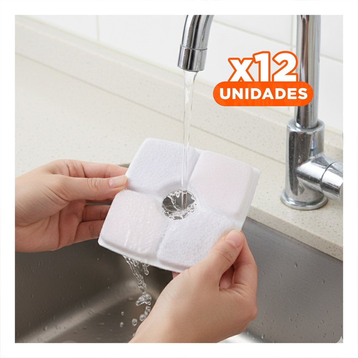 PACK12 PIEZA PURIFICADORA PARA FUENTE DE AGUA BLANCO CUADRADO BORDES CURVOS - 1