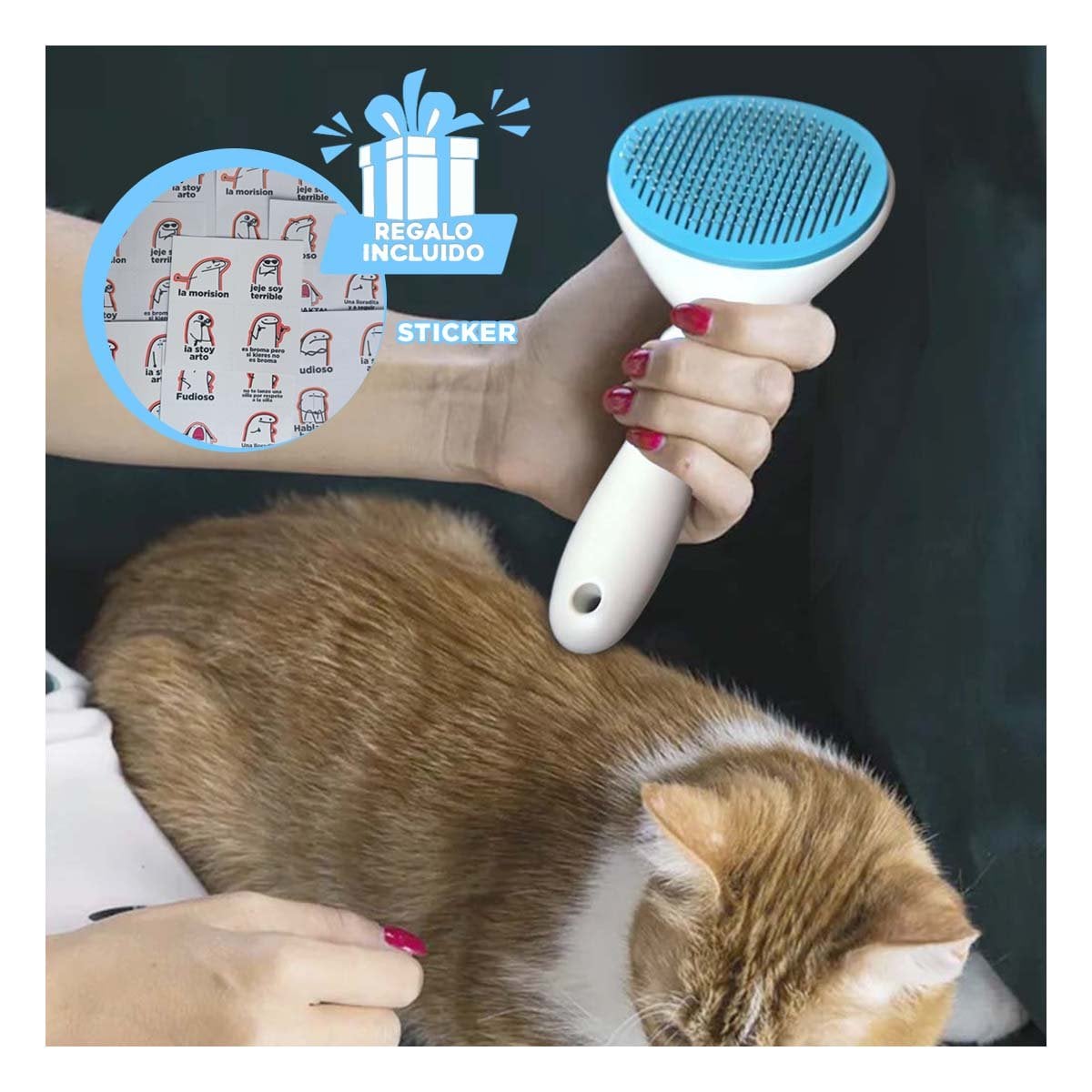 UTENSILIO PARA RETIRAR PELUSA CELESTE Y BLANCO EN PRENDAS Y ALFOMBRA Y+REGALO STICKER - 1