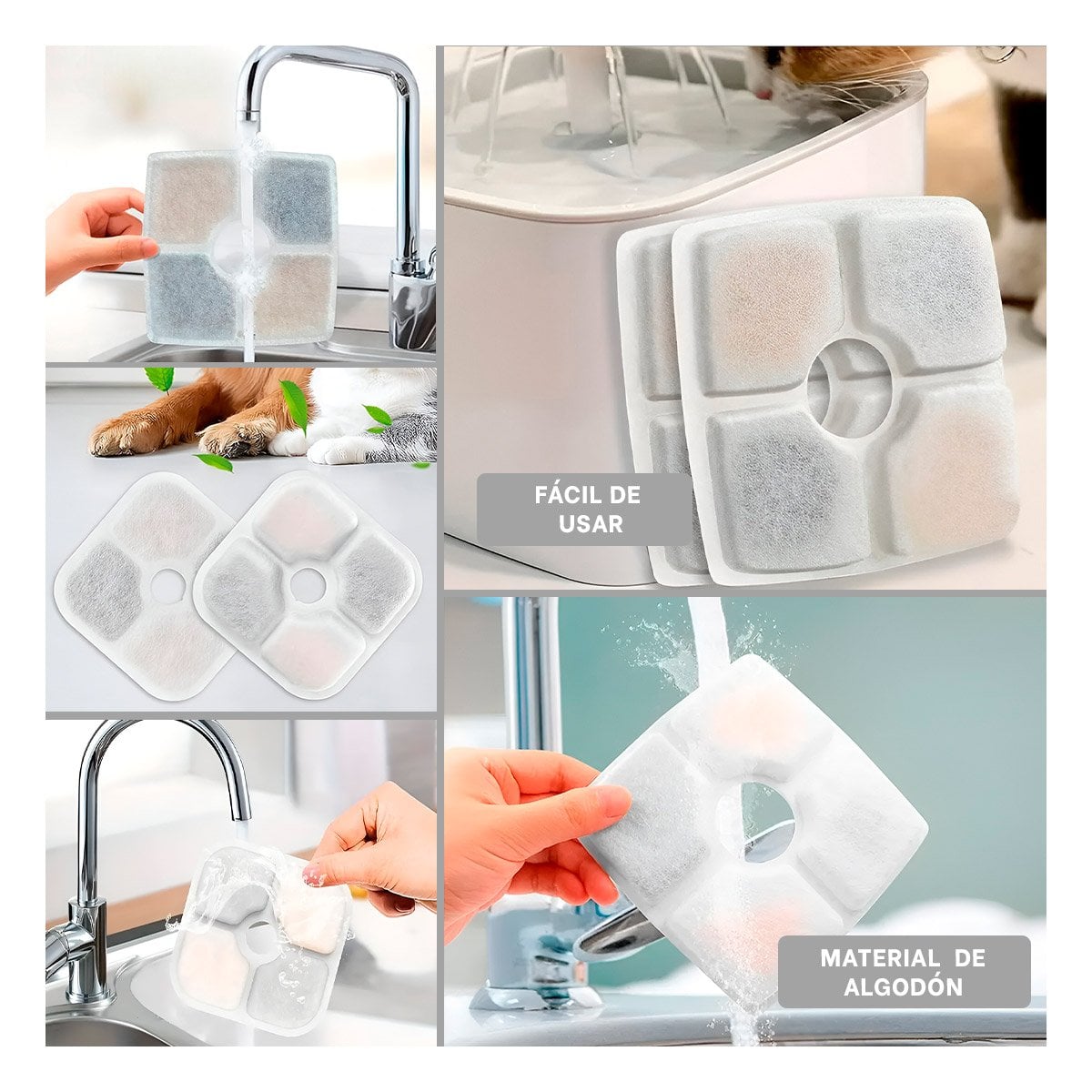 KIT DE REPUESTO PARA FUENTE DE AGUA BLANCO CUADRADO BORDES CURVOS Y+POST IT - 1