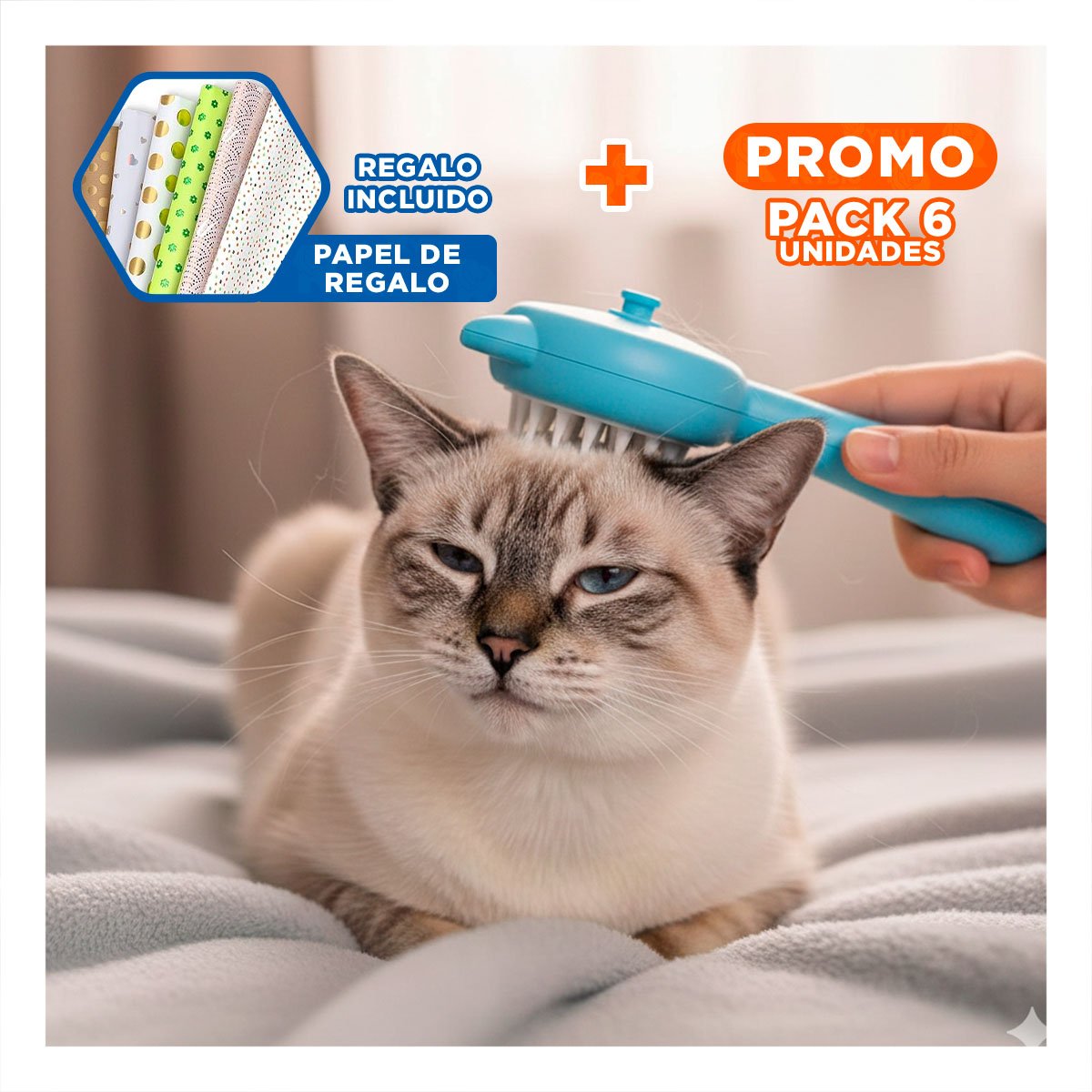PACK6 SISTEMA CELESTE PRACTICO DE CEPILLADO PARA MASCOTAS CON VAPOR Y+PAPEL REGALO - 1