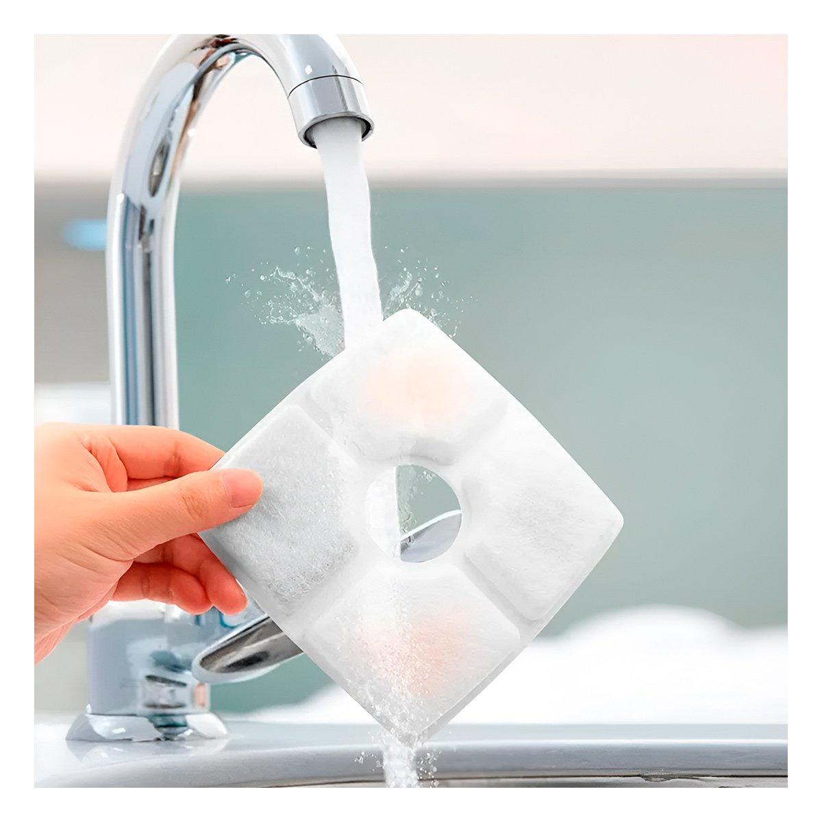 PACK6 SISTEMA DE REPUESTO PARA FUENTE DE AGUA BLANCO CUADRADO BORDES CURVOS - 3