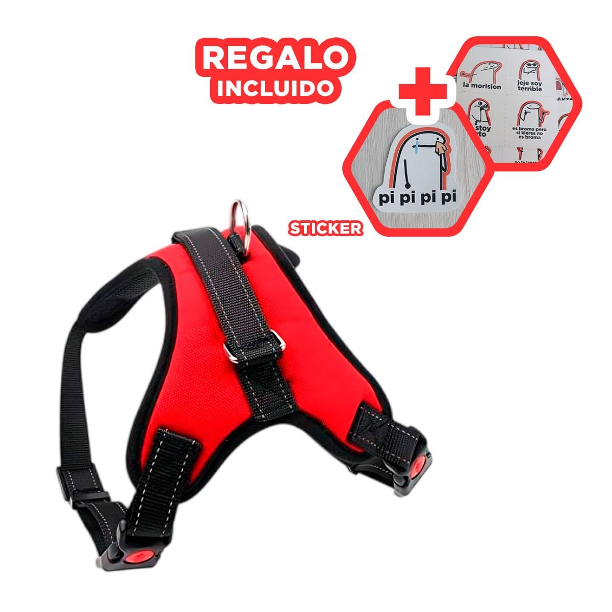 PRENDA EN H DE CONTROL PARA PERRO TALLA M COMODA Y SEGURA ROJO Y+REGALO STICKER - 1