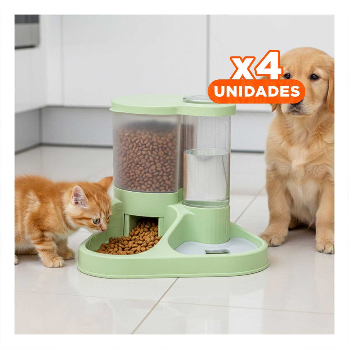 PACK4 CENTRO INTEGRADO DE COMIDA Y AGUA PARA MASCOTA CON LLAVE - 1
