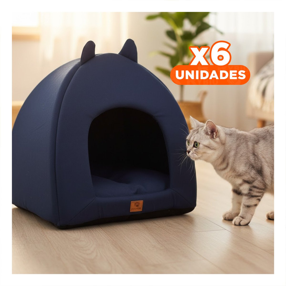 PACK6 COLCHONETA REFUGIO PARA GATO TALLA L ESTILO GATITOS AZUL MARINO Y+REGALO STICKER - 1