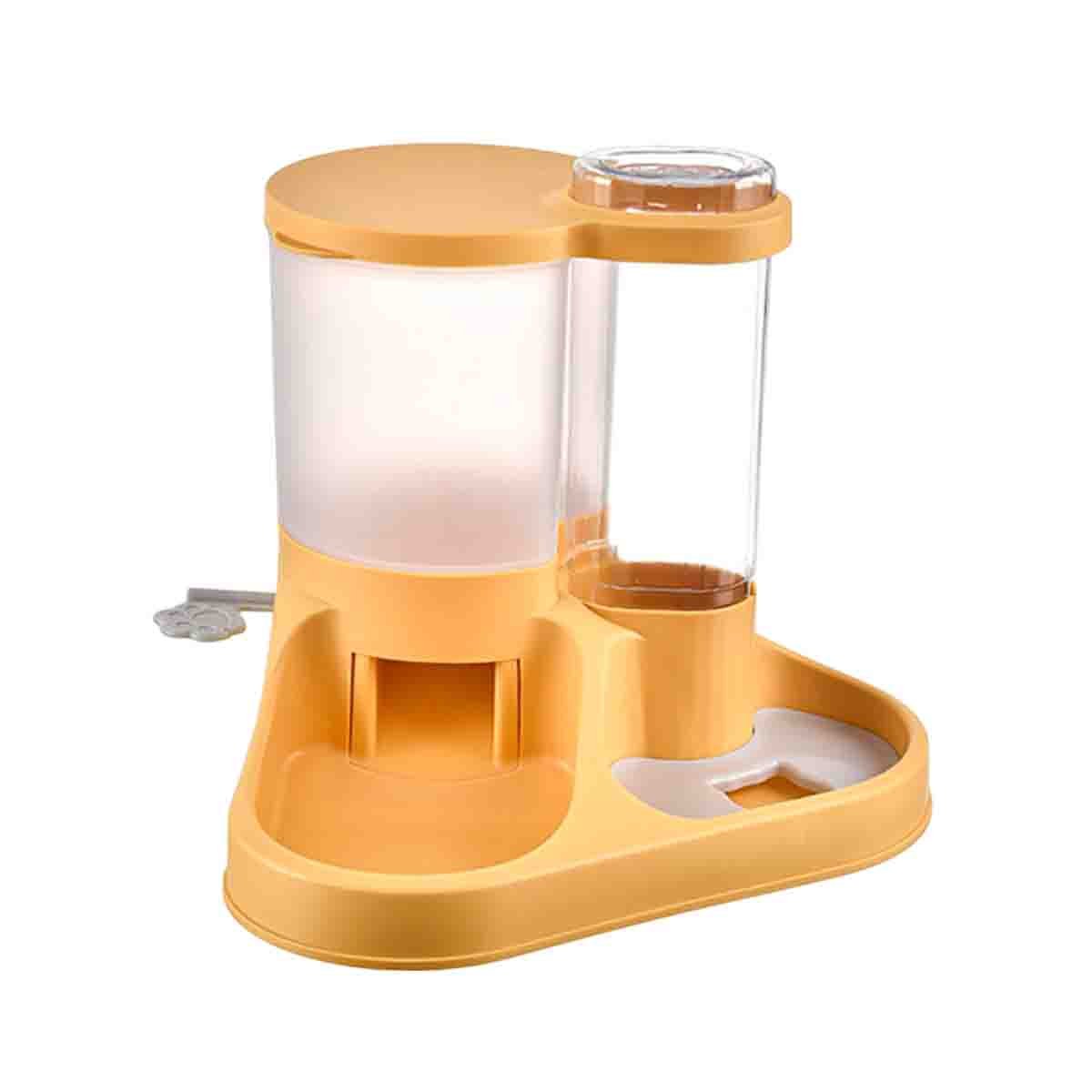 CENTRO DE COMIDA Y AGUA PARA MASCOTA CON LLAVE AMARILLO ANTIDESLIZANTE Y+REGALO STICKER - 3