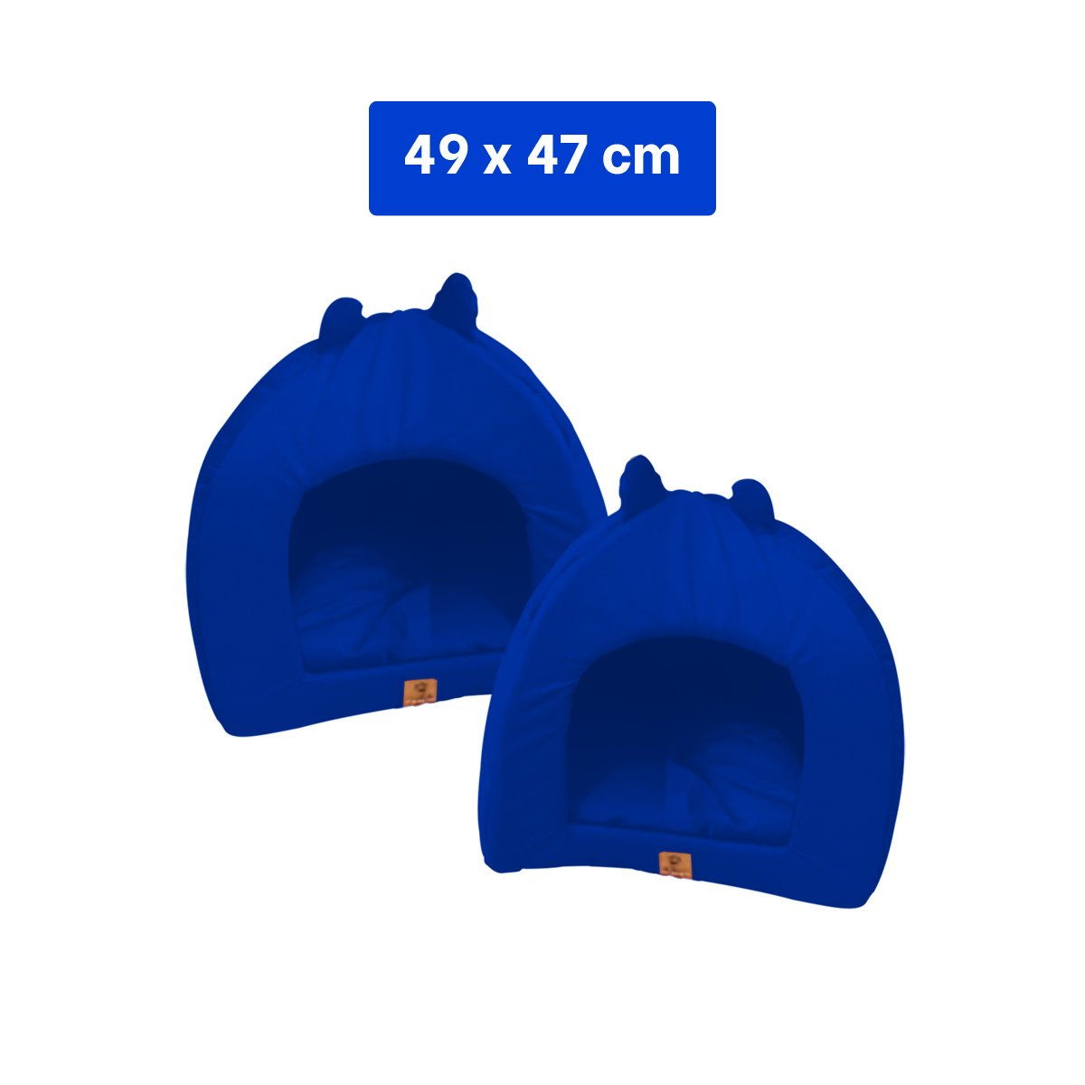 LECHO ACOLCHADO TIPO REFUGIO PARA MASCOTA TALLA L ESTILO GATITOS AZUL ELECTRICO Y+PAPEL REGALO - 4